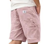Short Homme D'Été Velours Côtelé Bermuda Pantalon Court avec Cordon de Serrage et Taille élastique Court Décontracté Couleur Unie Chino Shorts avec Poches Jogging Sport Running Plage