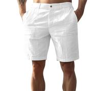Short Homme D'été Vêtements Long Tennis Shorties Tenue De Sport Jorts Court Lin Poche Coton Leger Lin Vêtements Ventes Flash du Jour 13#Blanc XL