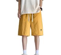 Short Homme Ensemble Décontracté Homme Cinq Pièces Pantalon Short Été Nouvelle Mode Confortable Respirant Léger (Yellow, XXXL)