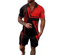 Short Homme Ete Ensemble Polo et Short pour Hommes Tenues d'Été Costume à Manches Courtes 2 Pièces Costume de Survêtement Shorts Polo Manche Courte Ensemble Décontracté Ete pour Hommes