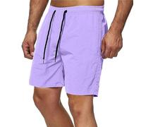 Short Homme Ete Leger Respirant Short Sport Décontracté Séchage Rapide Coupe Ample Pantaloncourt Taille Elastique Ample Couleur Unie avec Cordon de Serrage et Poches
