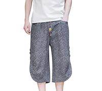 Short Homme Ete - Pantalon Droit décontracté pour Homme en Coton léger d'été Confortable et Respirant avec Sept Poches fonctionnelles