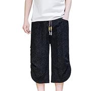 Short Homme Ete - Pantalon Droit décontracté pour Homme en Coton léger d'été Confortable et Respirant avec Sept Poches fonctionnelles