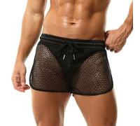 Short Homme Sexy en Résille Ajouré Transparente Respirant Boxer Hommes Taille élastique à Cordon Multi Couleurs pour Plage Sport Activité Clubwear Shorts Pyjama