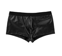 Short Homme Sexy Érotique Ouverte en Latex Boxer Homme Taille Elastique Caleçon de Soirée Fête Disco Pole Dance Bermuda Cuir Verni Slip Boxers Shorts et Bermudas Pantalon Court Shorty Calecon Mode