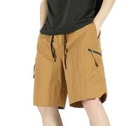 Short Homme - Short en Cuir Droit À Plis Tendance pour Homme (Yellow L)