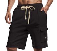 Short Homme,Short Running Homme, décontractés pour, de Travail, Pantalons élégants et ajustés à Cinq Poches, de Plage, pour Portefeuille Serveur pour Billets (Dark Gray, XL)