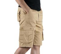 Short Homme,Short Travail Homme,Solid Men's Color with Multi-Pocket and Fashion Summer Leisure Pants salops de Pantalons pour Portefeuille Cuir Noir (Khaki, XXXXL)