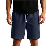 Short Homme Sport Bermuda Casual d'Été en Maille Gaufre Pantalon Court Ample Respirant avec Cordon de Serrage Taille Élastique Poches Latérales Fente Latérale Style Moderne pour Course Plage