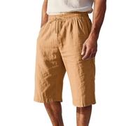 Short Homme Sport Lin Pur Cordon Ajustable Coupe Droite Respirable Détente Plage Quotidien Confort Optimal Liberté Mouvement Septième Coupe Élégant Entretien Facile Short Chino Homme