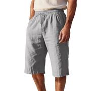 Short Homme Sport Lin Pur Cordon Ajustable Coupe Droite Respirable Détente Plage Quotidien Confort Optimal Liberté Mouvement Septième Coupe Élégant Entretien Facile Short Chino Homme