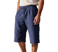 Short Homme Sport Lin Pur Cordon Ajustable Coupe Droite Respirable Détente Plage Quotidien Confort Optimal Liberté Mouvement Septième Coupe Élégant Entretien Facile Short Chino Homme