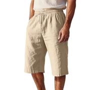 Short Homme Sport Lin Pur Cordon Ajustable Coupe Droite Respirable Détente Plage Quotidien Confort Optimal Liberté Mouvement Septième Coupe Élégant Entretien Facile Short Chino Homme