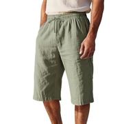 Short Homme Sport Lin Pur Cordon Ajustable Coupe Droite Respirable Détente Plage Quotidien Confort Optimal Liberté Mouvement Septième Coupe Élégant Entretien Facile Short Chino Homme