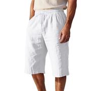 Short Homme Sport Lin Pur Cordon Ajustable Coupe Droite Respirable Détente Plage Quotidien Confort Optimal Liberté Mouvement Septième Coupe Élégant Entretien Facile Short Chino Homme
