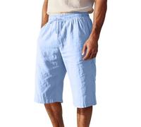 Short Homme Sport Lin Pur Cordon Ajustable Coupe Droite Respirable Détente Plage Quotidien Confort Optimal Liberté Mouvement Septième Coupe Élégant Entretien Facile Short Chino Homme