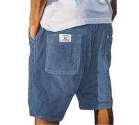 Short Homme Velour Côtelé Stretch Bermuda Cargo Shorts D'été Ample Taille Élastiquée de Plage Jogging Chino Sport avec Poches Confortable Décontracté Couleur Unie Outdoor Pantalon Court Sportswear