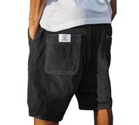 Short Homme Velour Côtelé Stretch Bermuda Cargo Shorts D'été Ample Taille Élastiquée de Plage Jogging Chino Sport avec Poches Confortable Décontracté Couleur Unie Outdoor Pantalon Court Sportswear