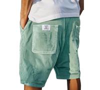 Short Homme Velour Côtelé Stretch Bermuda Cargo Shorts D'été Ample Taille Élastiquée de Plage Jogging Chino Sport avec Poches Confortable Décontracté Couleur Unie Outdoor Pantalon Court Sportswear