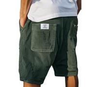 Short Homme Velour Côtelé Stretch Bermuda Cargo Shorts D'été Ample Taille Élastiquée de Plage Jogging Chino Sport avec Poches Confortable Décontracté Couleur Unie Outdoor Pantalon Court Sportswear