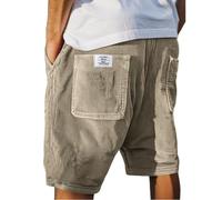 Short Homme Velour Côtelé Stretch Bermuda Cargo Shorts D'été Ample Taille Élastiquée de Plage Jogging Chino Sport avec Poches Confortable Décontracté Couleur Unie Outdoor Pantalon Court Sportswear