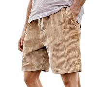 Short Homme Velour Côtelé Stretch Bermuda Cargo Shorts D'été Ample Taille Élastiquée de Plage Jogging Chino Sport avec Poches Confortable Décontracté Couleur Unie Outdoor Pantalon Court Sportswear