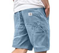Short Homme Velour Côtelé Stretch Bermuda Cargo Shorts D'été Ample Taille Élastiquée de Plage Jogging Chino Sport avec Poches Confortable Décontracté Couleur Unie Outdoor Pantalon Court Sportswear