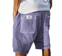 Short Homme Velour Côtelé Stretch Bermuda Cargo Shorts D'été Ample Taille Élastiquée de Plage Jogging Chino Sport avec Poches Confortable Décontracté Couleur Unie Outdoor Pantalon Court Sportswear