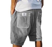 Short Homme Velour Côtelé Stretch Bermuda Cargo Shorts D'été Ample Taille Élastiquée de Plage Jogging Chino Sport avec Poches Confortable Décontracté Couleur Unie Outdoor Pantalon Court Sportswear