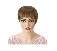 Short Human Hair Toppers, 4.5 * 5 inch Base Cut with Bangs for Women with ThinningHair(Dark brown)
