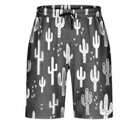 Short imprimé intégral, Tendance et décontracté, Taille élastique, Tissu Doux et Confortable, idéal pour l'été, avec Poches (Black, XXL)