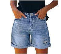 Short Jean Femme Basse Trous Décontractée Poche Coton Coupé Été Pantalon