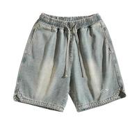 Short Jean Homme Grande Taille, Bermuda Jean Homme Large, Pantalon Court Loisirs Taille Elastique Poches Bermudas Léger Coupe Ample Shorts Et Bermudas Couleur Unie Séchage Rapide Fitness Running