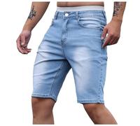 Short Jean Homme Taille Moyenne- Short De Travail Slim Chic Élasticité Décontracté Simple Classiques Doux Pants Comfortable avec Poches Droit pour L'extérieur Pantalon Court De Tous Les Jours