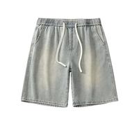 Short Jeans Homme Taille Elastique Short en Jean Baggy Grande Taille Pantalon Y2K Streetwear Pantalons Chic Et Elegant Jean Français Élégance Jeans Habillé Elastique Pantalon Polyvalents Pants