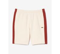Short Lacoste Cotton Fleece Colour-Block blanc crème rouge - XL