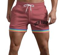 Short léger pour Homme - Couleur Unie Arc-en-Ciel Poche Cordon de Serrage Décontracté Sport Course Droit Plage Shorts