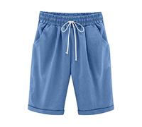 Short Lin Coton Femme Été Chic Large Fluide Pas Cher Shorts et Bermudas Habillé Femmes Grande Taille Élastique avec Poches Confortable Ample 2025 Mode Casual Sport Jogging Pantalon Court