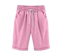 Short Lin Coton Femme Été Chic Large Fluide Pas Cher Shorts et Bermudas Habillé Femmes Grande Taille Élastique avec Poches Confortable Ample 2025 Mode Casual Sport Jogging Pantalon Court