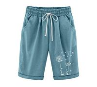 Short Lin Coton Femme Été Chic Large Fluide Pas Cher Shorts et Bermudas Habillé Femmes Grande Taille Élastique avec Poches Confortable Ample 2025 Mode Casual Sport Jogging Pantalon Court