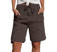 Short Lin Coton Femme Été Chic Large Fluide Pas Cher Shorts et Bermudas Habillé Femmes Grande Taille Élastique avec Poches Confortable Ample 2026 Mode Casual Sport Jogging Pantalon Court