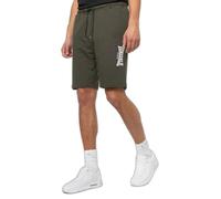 Short Lonsdale Fringford homme vert/blanc - tissu éponge, logo 3D, poches - M XL