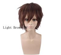 Short Man Wig Cosplay Costume Synthetic Hair Black White Red Rose Red Blonde Blue Brown Grey Wigs For Halloween OneSize DeepPurple