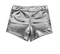 Short métallique brillant pour femme, cuissard sexy pour femme, pour déguisements, bals, discothèques et fêtes, argent métallique, L