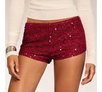 Short mini à sequins rouges mignon, convient à diverses occasions, style Miumiu, bas pour femmes en automne, shorts pour femmes L,M,S,XL,XS,XXL,XXS,XXXL,XXXXLUnicolore,Tout ImpriméTissu tricoté