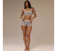 Short mini gris ajusté à double couche, rayures et détails de boutons devant, lingerie sexy et mignonne pour tous les jours, pyjama Muse In Her Era L,M,S,XL,XSUnicoloreTissu tricoté