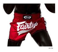Short muay thai Fairtex Rouge marquage Gris Rouge G