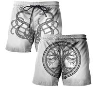 Short Nordic Yggdrasil Totem Pour Homme - Short de Fitness Pour Couple Viking Odin Fenrir Avec Impression Numérique 3D à la Mode - Short D'été Respirant à Séchage Rapide Grande Taille(Tree of Life,M)