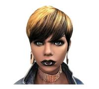 Short Pixie Cut Wigs for Women, Human Hair Glueless Wear and Go No Lace Front Wig with Bangs for Daily Use Hair Extensions Pièces Wigs(1 b27)