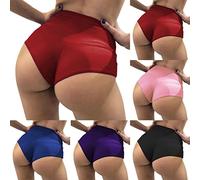 Short Pole Dance Femme - Femmes Taille Haute Couleur Unie Mince Hanche Stretch Pantalon Fesses Ventre Sport Yoga Pantalon Couleur Unie Pantalon décontracté Pantalon Taille Haute Chic (Rouge, L)